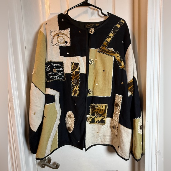 Allure Jackets & Blazers - VTGAllure Blazer Embellished Jacket Appliqué Embroidery Wear Your Art Lagenlook